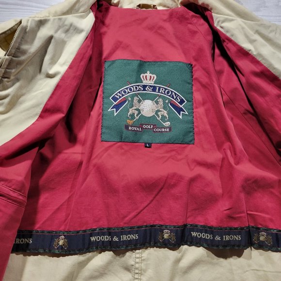 Woods & Irons Royal Golf Course Jacket Beige Mens Size L Rare Logo Button - Picture 14 of 15